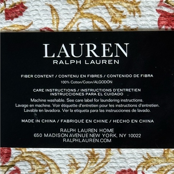 Lauren Ralph Lauren 2 Pc Cotton Kitchen Dish Towels Set Ivory Gold Reddish Brown - Picture 6 of 8